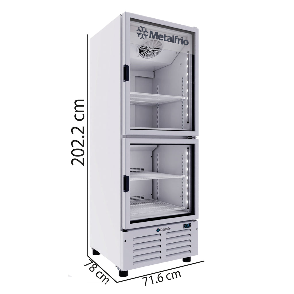 Refrigerador Hibrido Dual 2 Puertas De Cristal Metalfrio VFH20