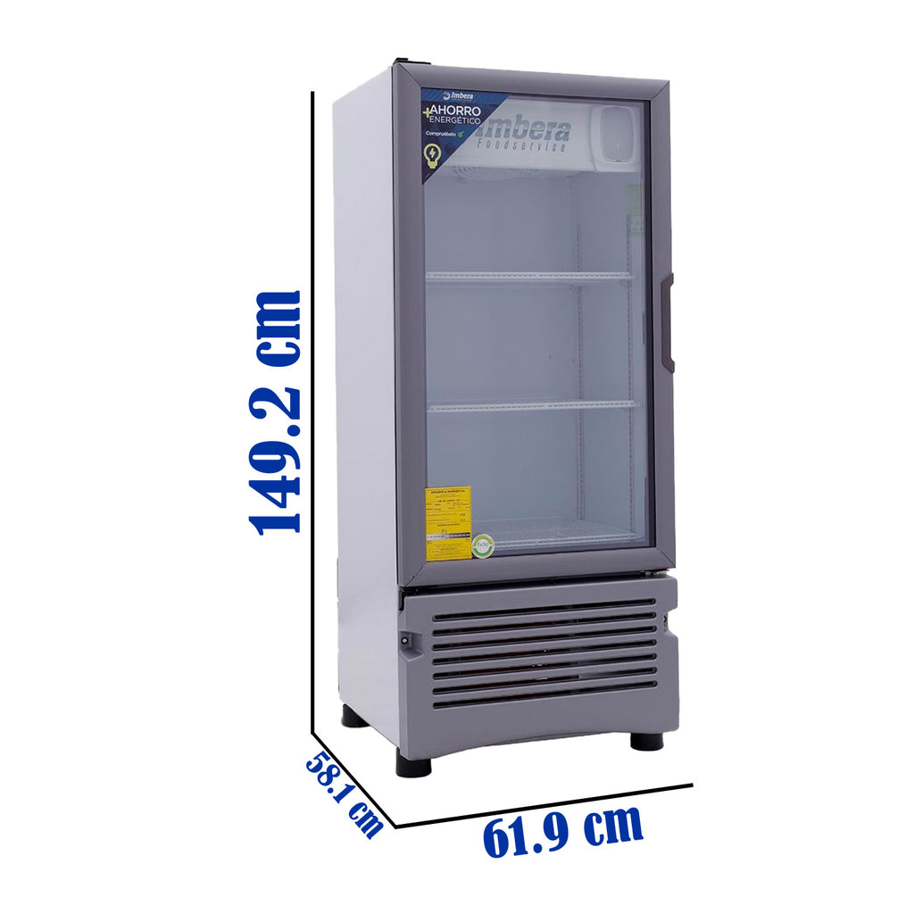 Refrigerador Vertical 1 Puerta Cristal Luz Led 115V. 1/6 HP Imbera Vr09