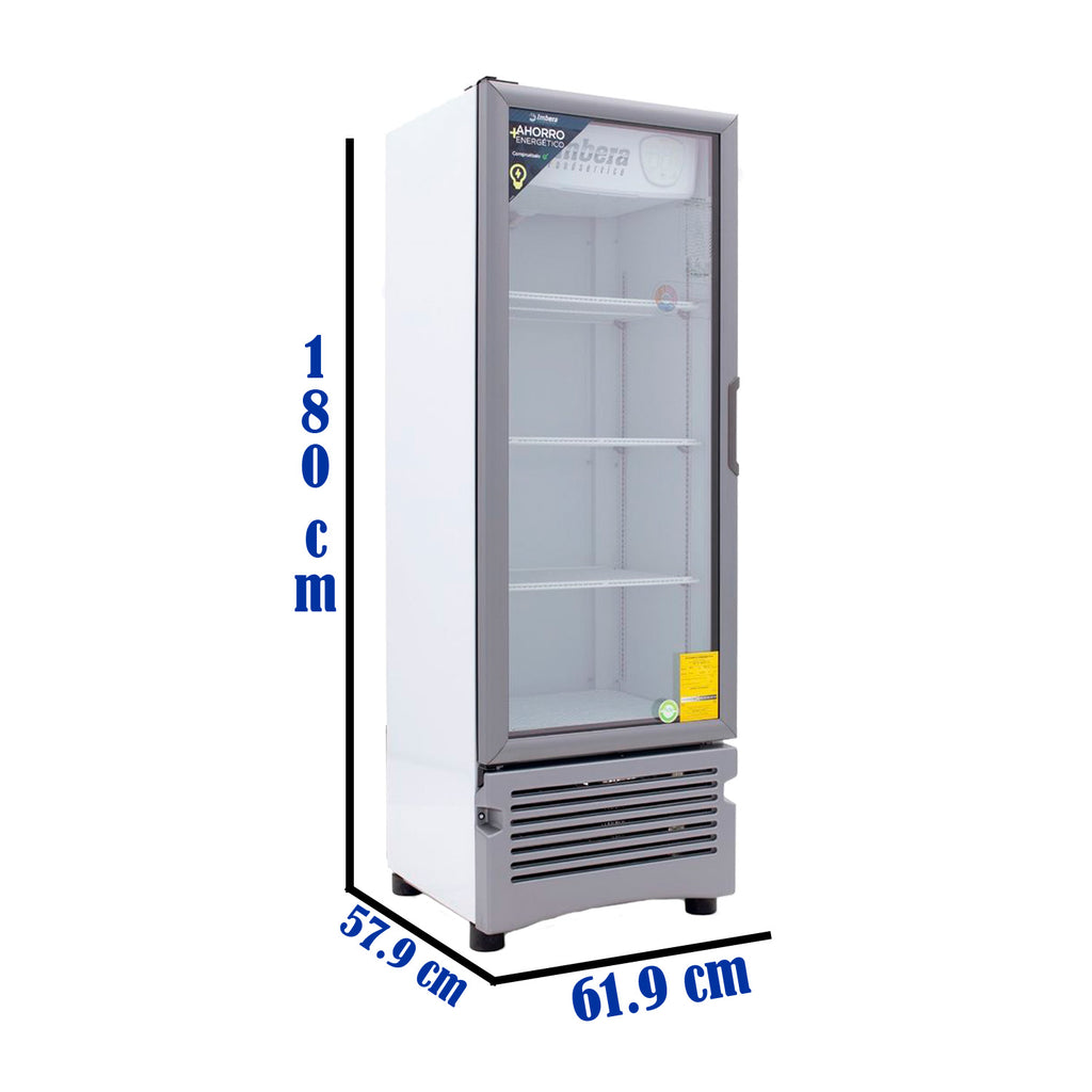 Refrigerador Vertical 1 Puerta Cristal Luz Led 115V. 1/4 HP Imbera Vr12