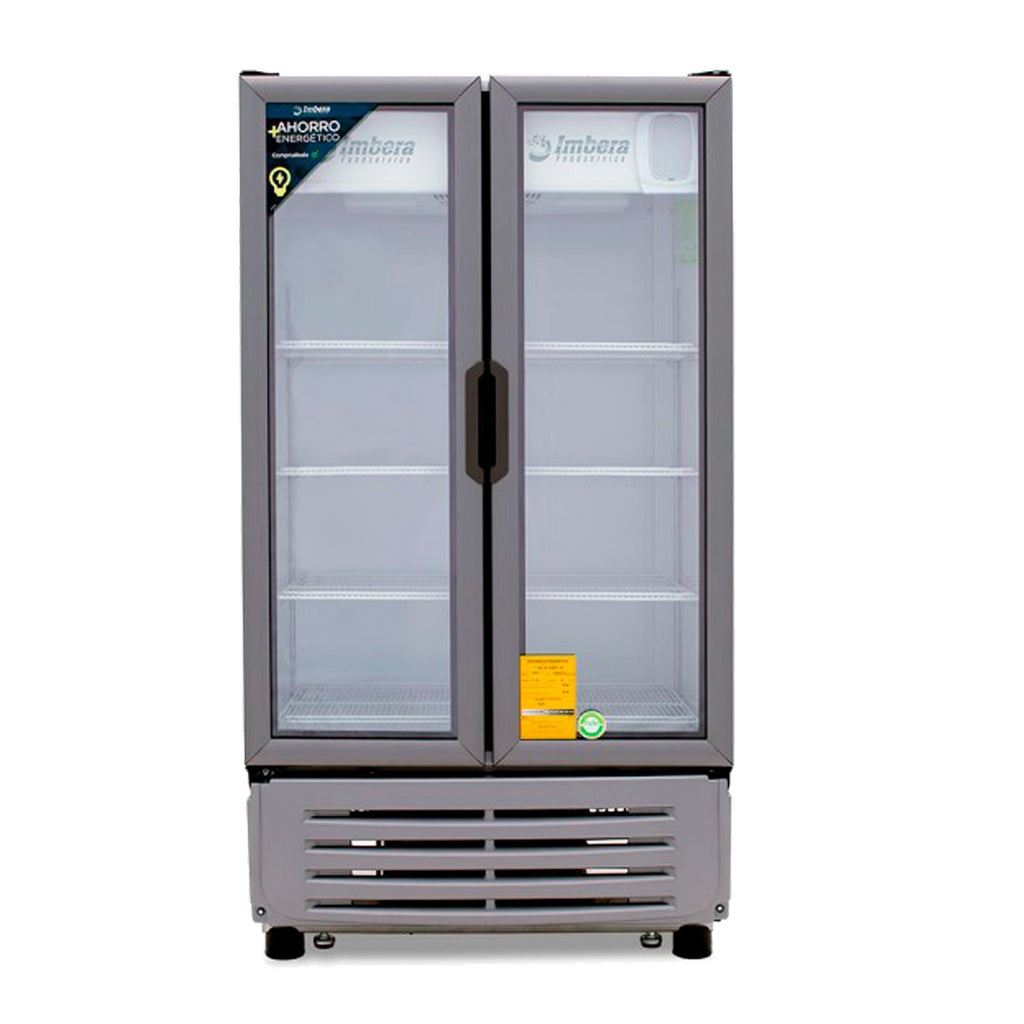 Refrigerador Vertical 2 Puertas Cristal Luz Led 115V. 1/4 HP Imbera Vr19