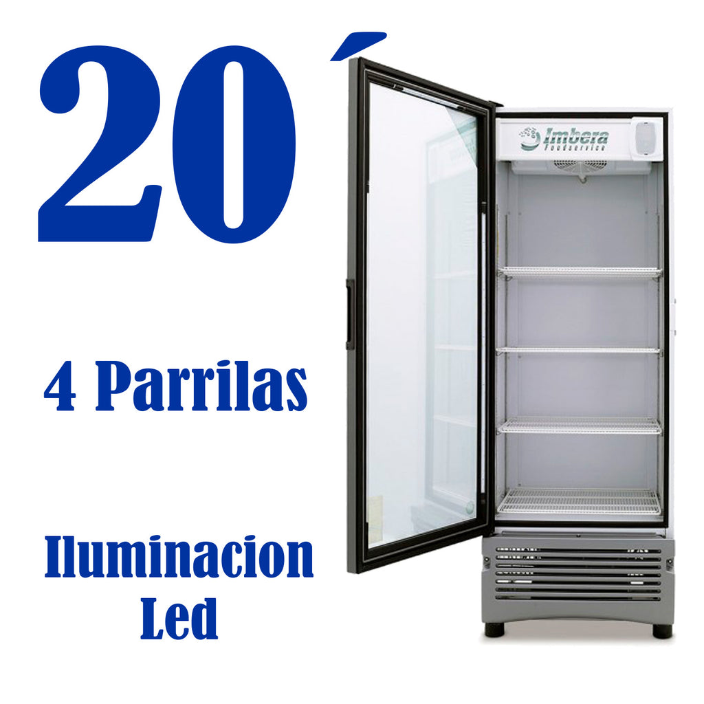 Refrigerador Vertical 1 Puerta Cristal Luz Led 115V. 1/3 HP Imbera Vr20