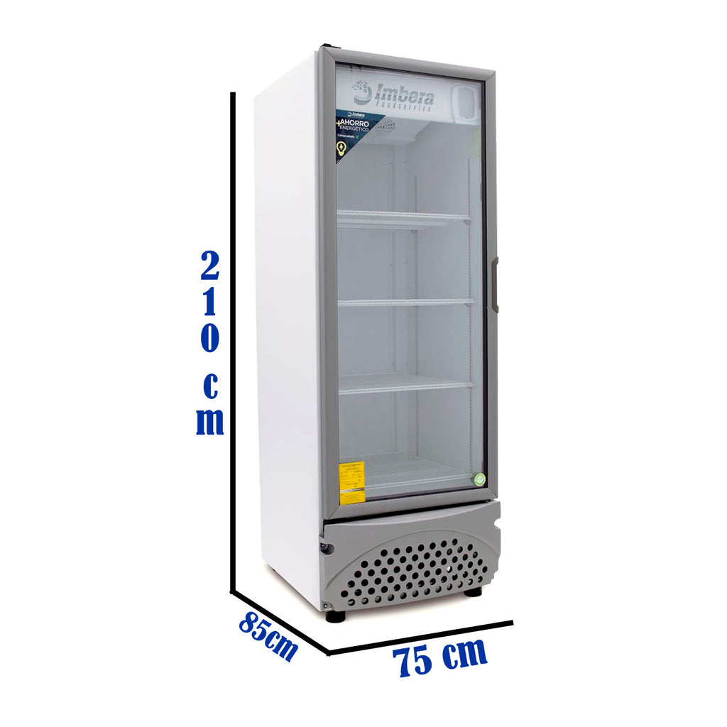 Refrigerador Vertical 1 Puerta Cristal Luz Led 115V. 3/8 HP Imbera Vr25