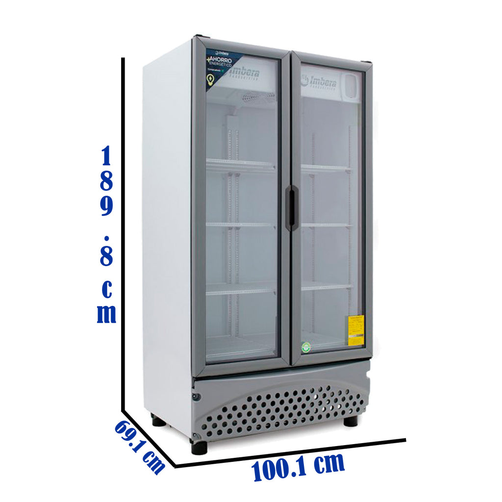 Refrigerador Vertical 2 Puertas Cristal Luz Led 115V. 3/8 HP Imbera VRD26