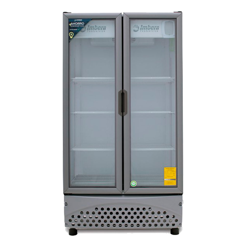Refrigerador Vertical 2 Puertas Cristal Luz Led 115V. 3/8 HP Imbera VRD26