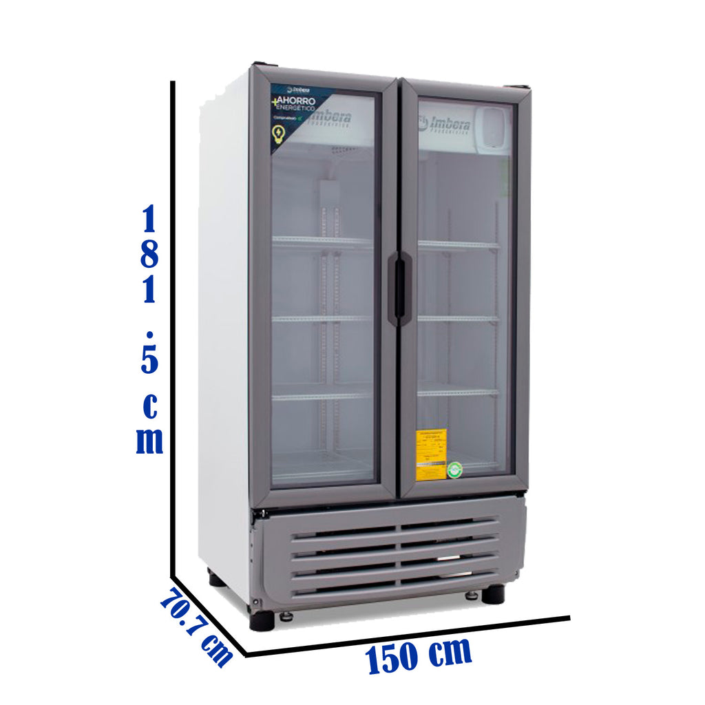Refrigerador Vertical 2 Puertas Cristal Luz Led 115V Imbera Vrd35