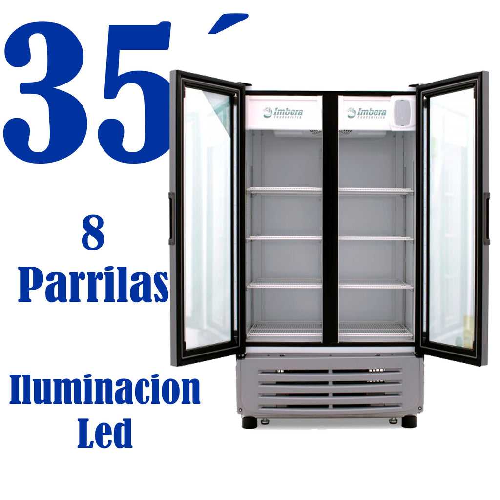 Refrigerador Vertical 2 Puertas Cristal Luz Led 115V Imbera Vrd35
