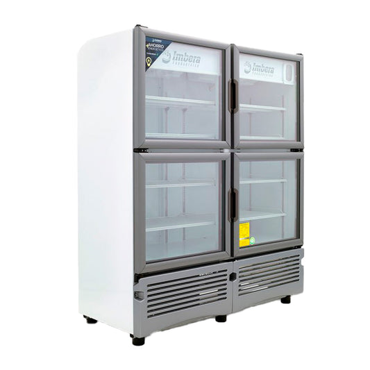 Refrigerador Vertical 4 Puertas Cristal Luz Led 115V. 3/8 HP Imbera Vrq35