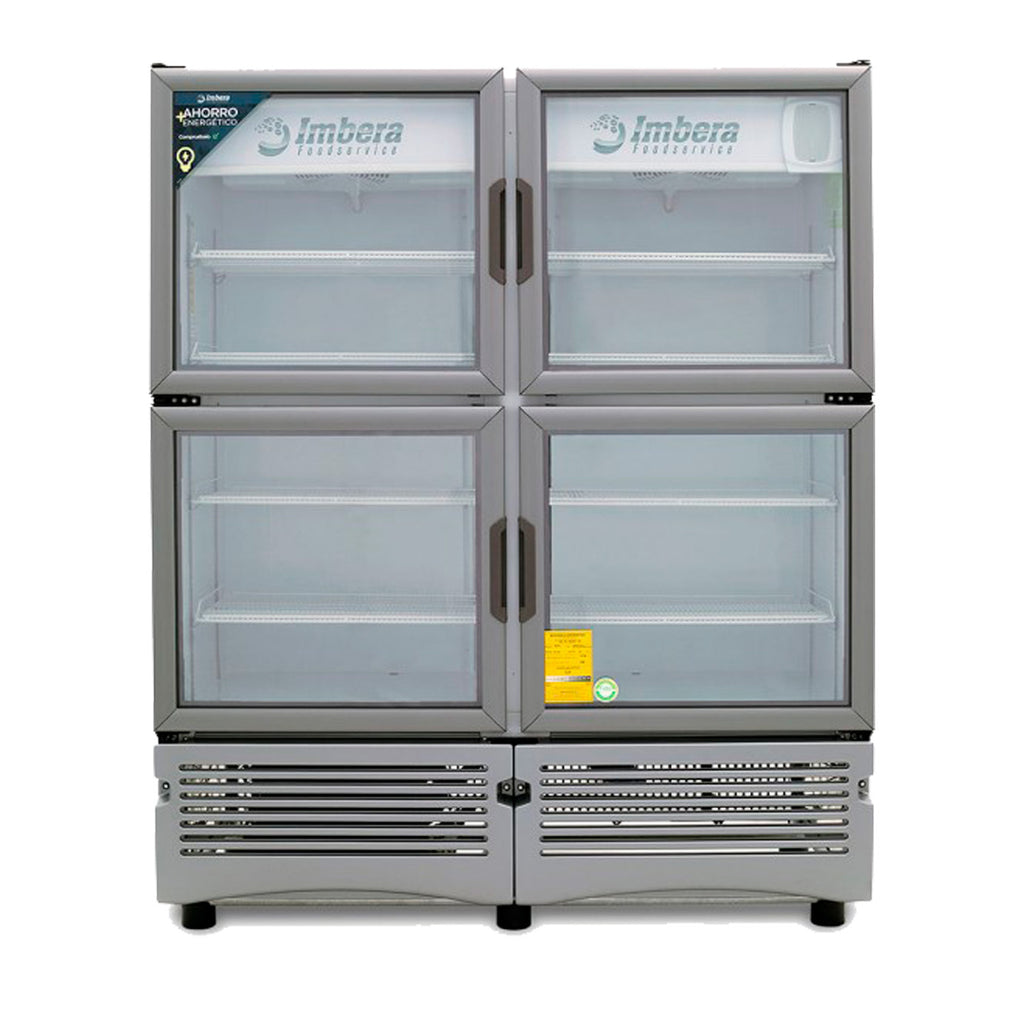 Refrigerador Vertical 4 Puertas Cristal Luz Led 115V. 3/8 HP Imbera Vrq35