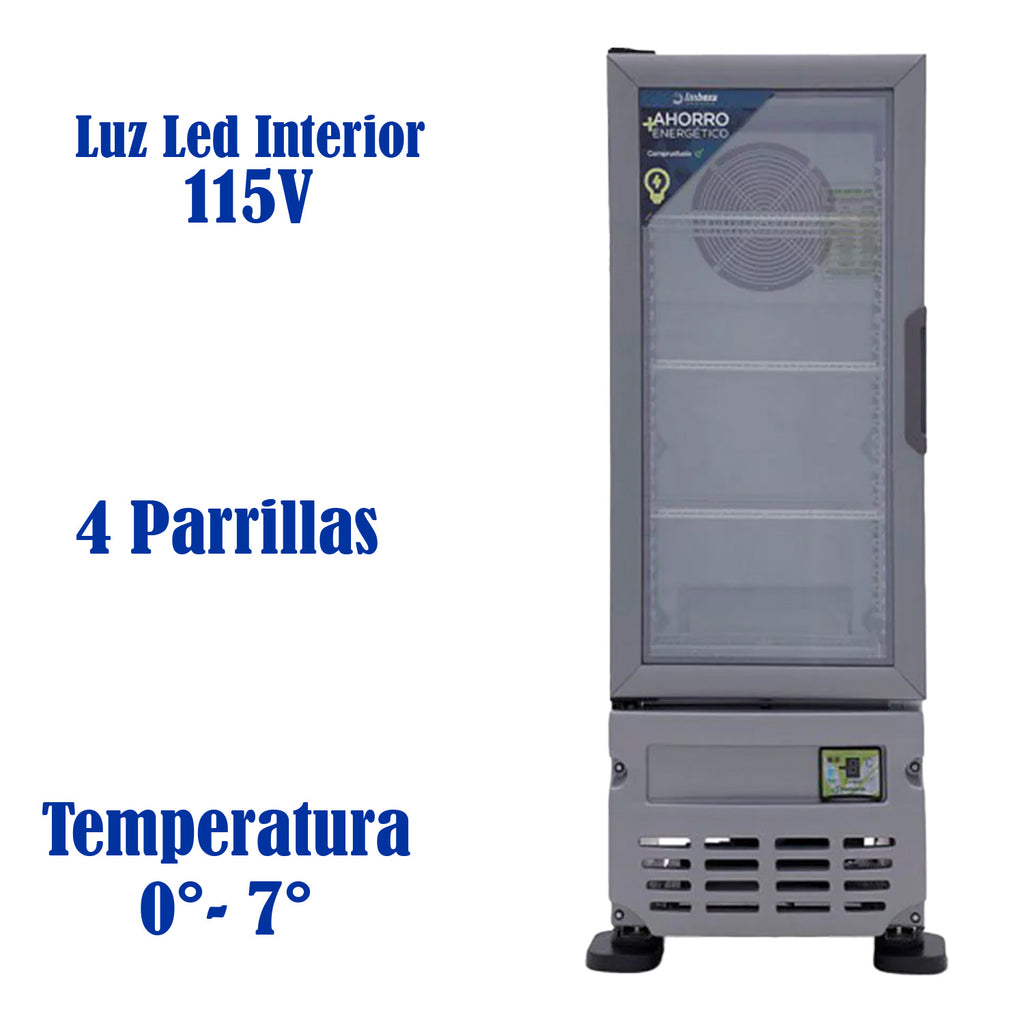 Refrigerador Vertical 1 Puerta Cristal Luz Led 115V. 1/8 HP Imbera Vrs05