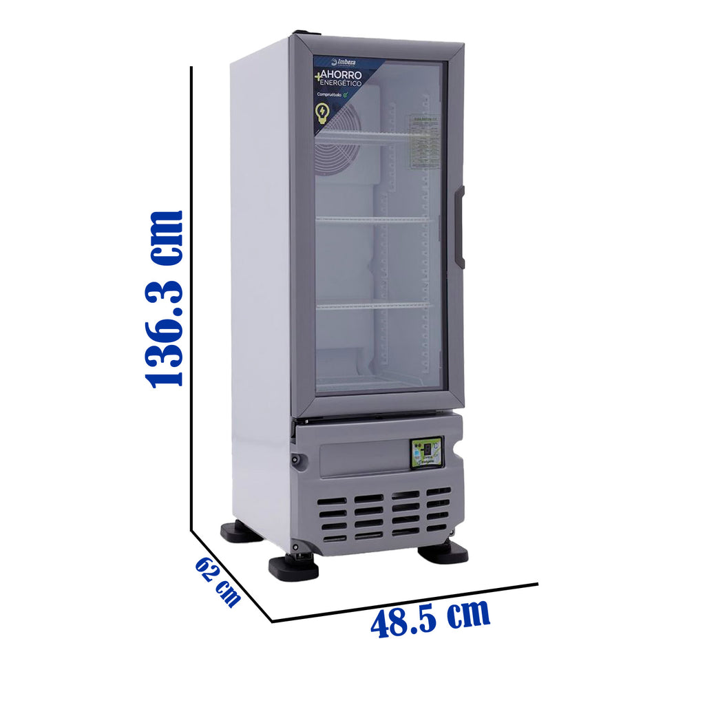 Refrigerador Vertical 1 Puerta Cristal Luz Led 115V. 1/8 HP Imbera Vrs05