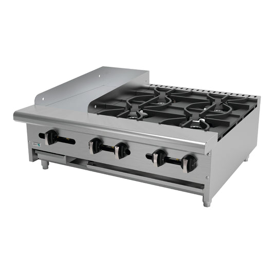 Parrilla a Gas de 4 Fuegos Abiertos + Plancha 12" Asber AEM-G12-B4-36